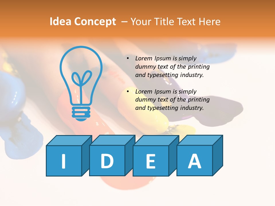 A Child's Hand With Colorful Paint On It PowerPoint Template