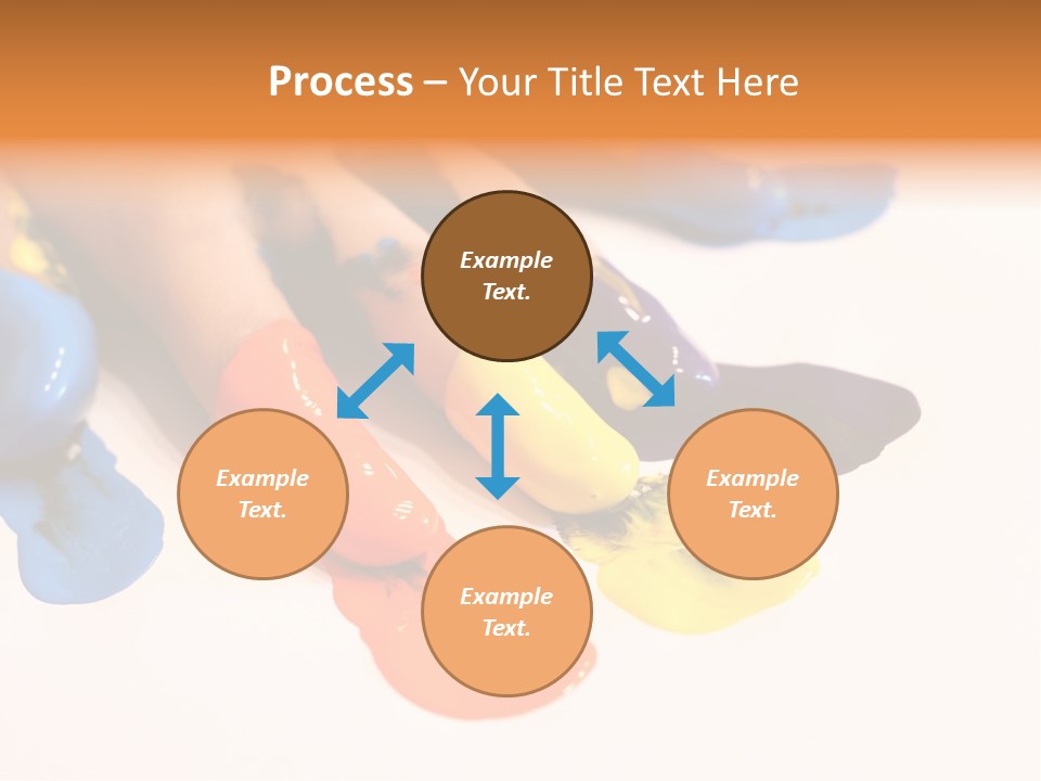 A Child's Hand With Colorful Paint On It PowerPoint Template