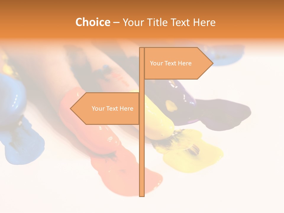 A Child's Hand With Colorful Paint On It PowerPoint Template