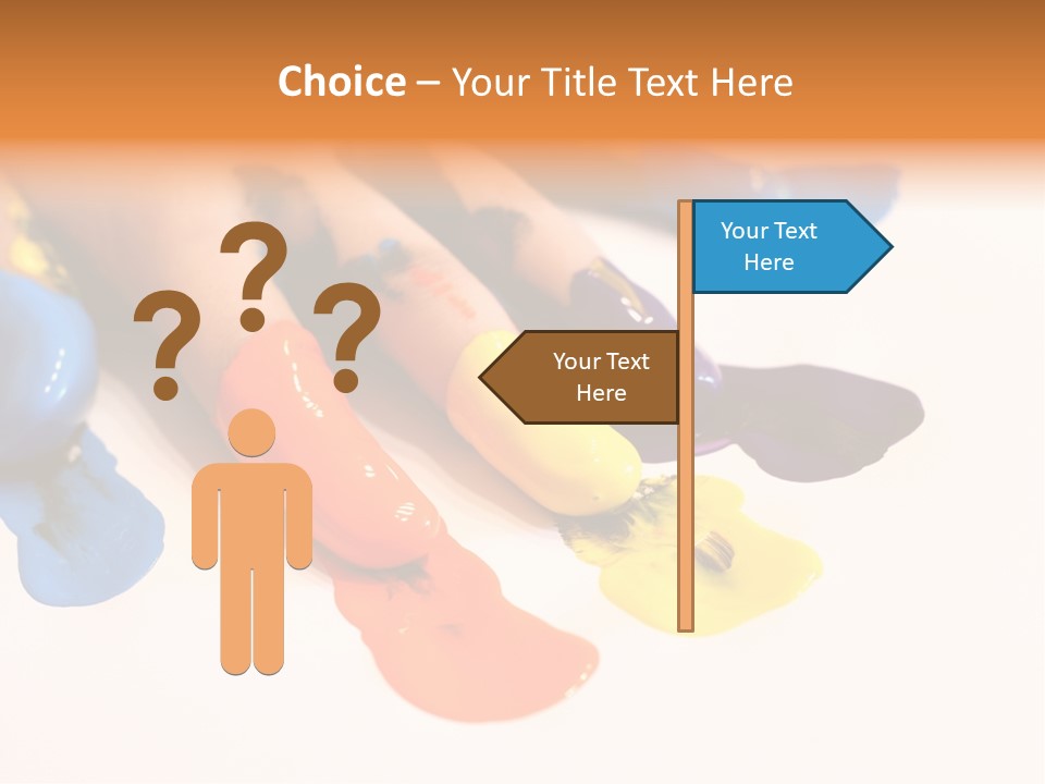 A Child's Hand With Colorful Paint On It PowerPoint Template