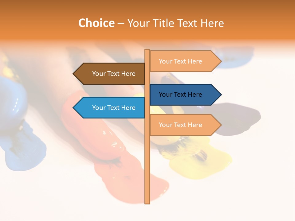 A Child's Hand With Colorful Paint On It PowerPoint Template