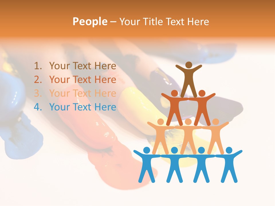 A Child's Hand With Colorful Paint On It PowerPoint Template