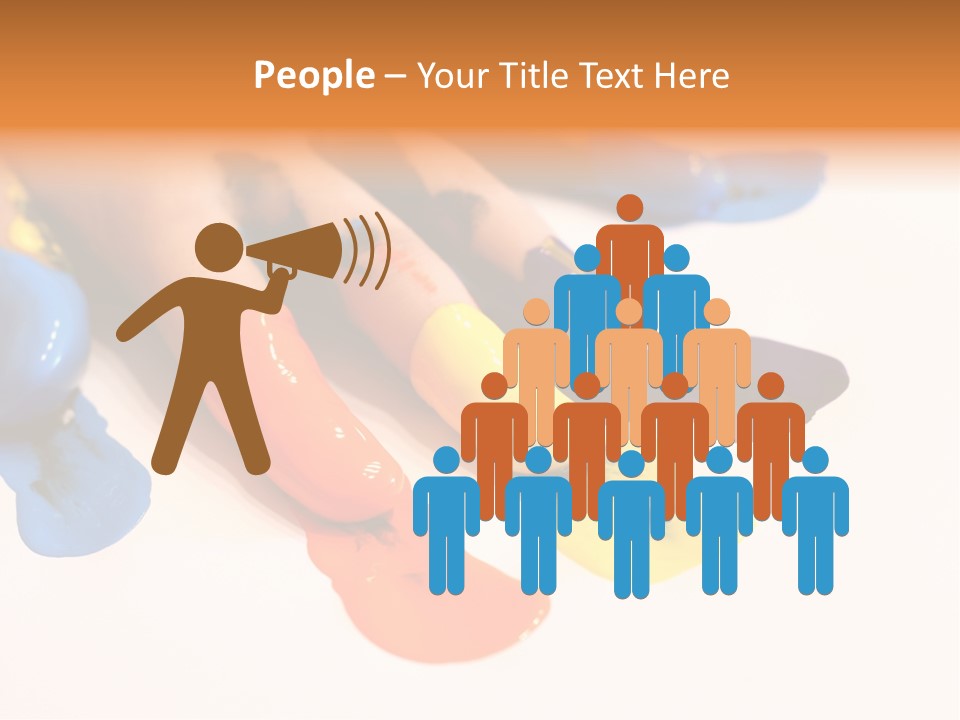 A Child's Hand With Colorful Paint On It PowerPoint Template