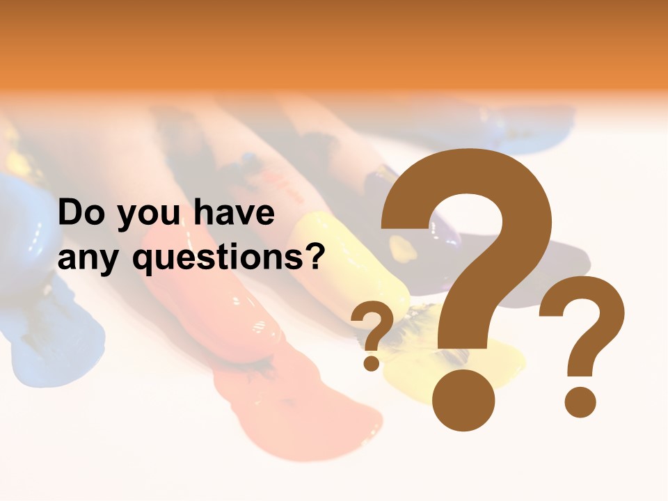 A Child's Hand With Colorful Paint On It PowerPoint Template