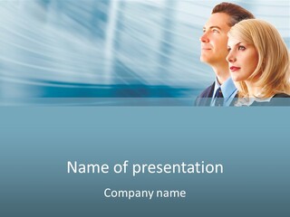 Woman Successful Blue PowerPoint Template