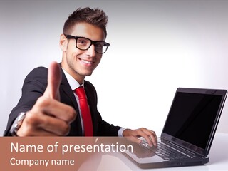 Computer Looking People PowerPoint Template