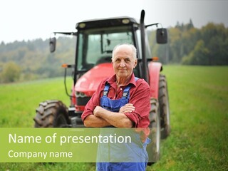 Farm Worker Happiness Caucasian PowerPoint Template