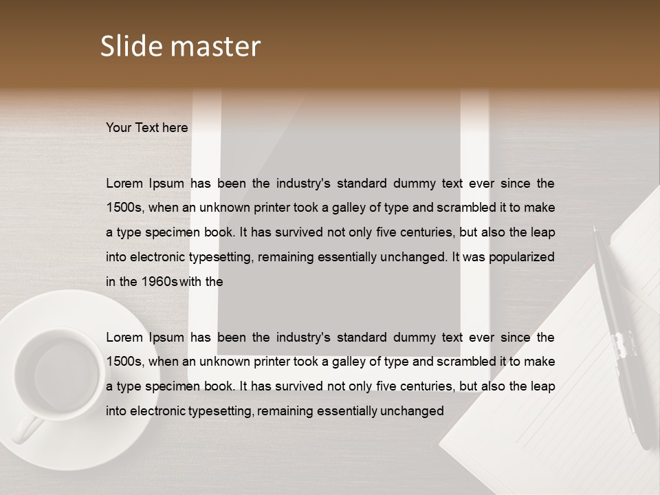 A Tablet Computer Sitting On Top Of A Desk Next To A Cup Of Coffee PowerPoint Template