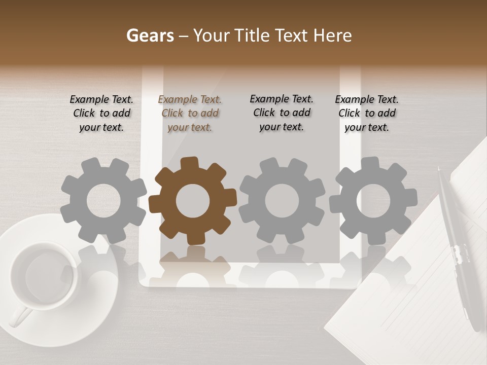 A Tablet Computer Sitting On Top Of A Desk Next To A Cup Of Coffee PowerPoint Template