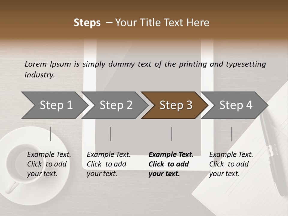 A Tablet Computer Sitting On Top Of A Desk Next To A Cup Of Coffee PowerPoint Template