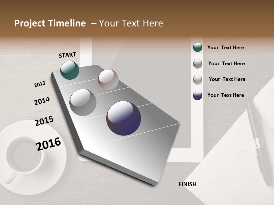 A Tablet Computer Sitting On Top Of A Desk Next To A Cup Of Coffee PowerPoint Template