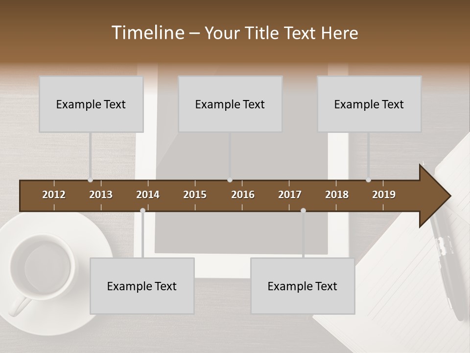 A Tablet Computer Sitting On Top Of A Desk Next To A Cup Of Coffee PowerPoint Template