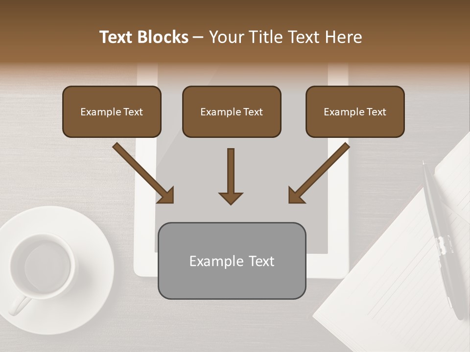 A Tablet Computer Sitting On Top Of A Desk Next To A Cup Of Coffee PowerPoint Template
