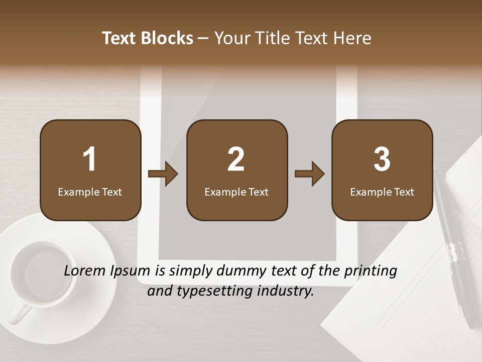 A Tablet Computer Sitting On Top Of A Desk Next To A Cup Of Coffee PowerPoint Template
