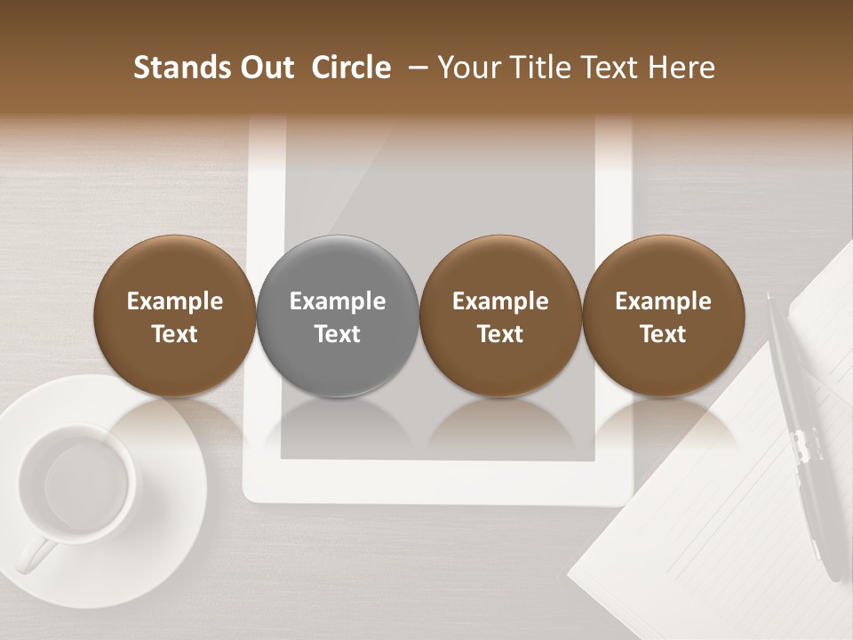 A Tablet Computer Sitting On Top Of A Desk Next To A Cup Of Coffee PowerPoint Template