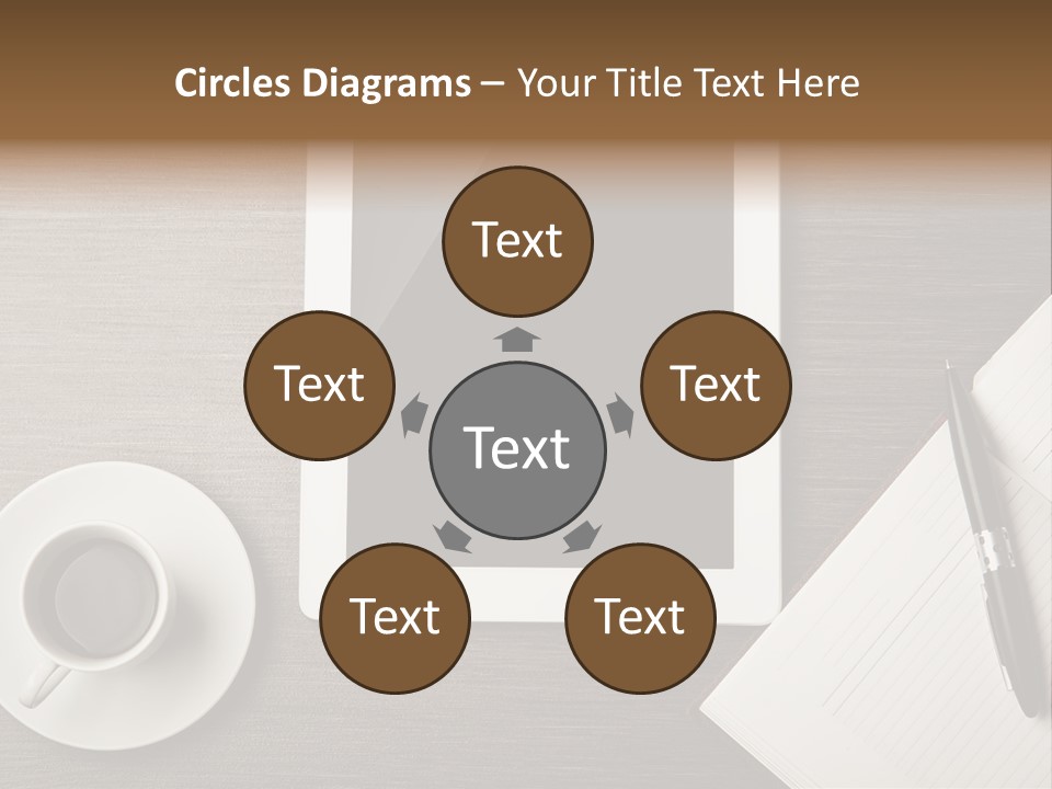 A Tablet Computer Sitting On Top Of A Desk Next To A Cup Of Coffee PowerPoint Template