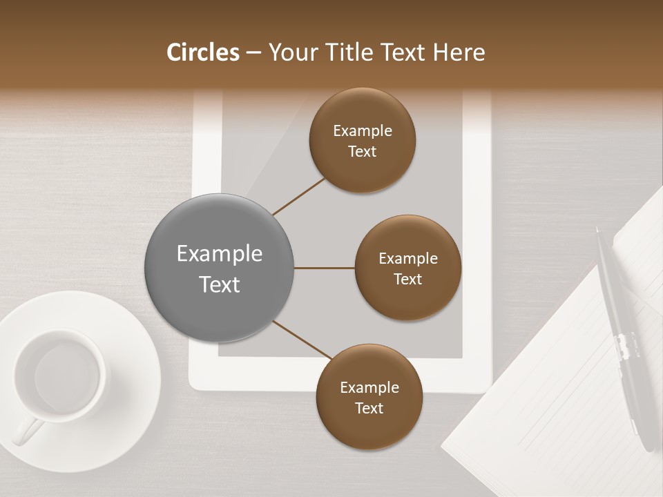 A Tablet Computer Sitting On Top Of A Desk Next To A Cup Of Coffee PowerPoint Template