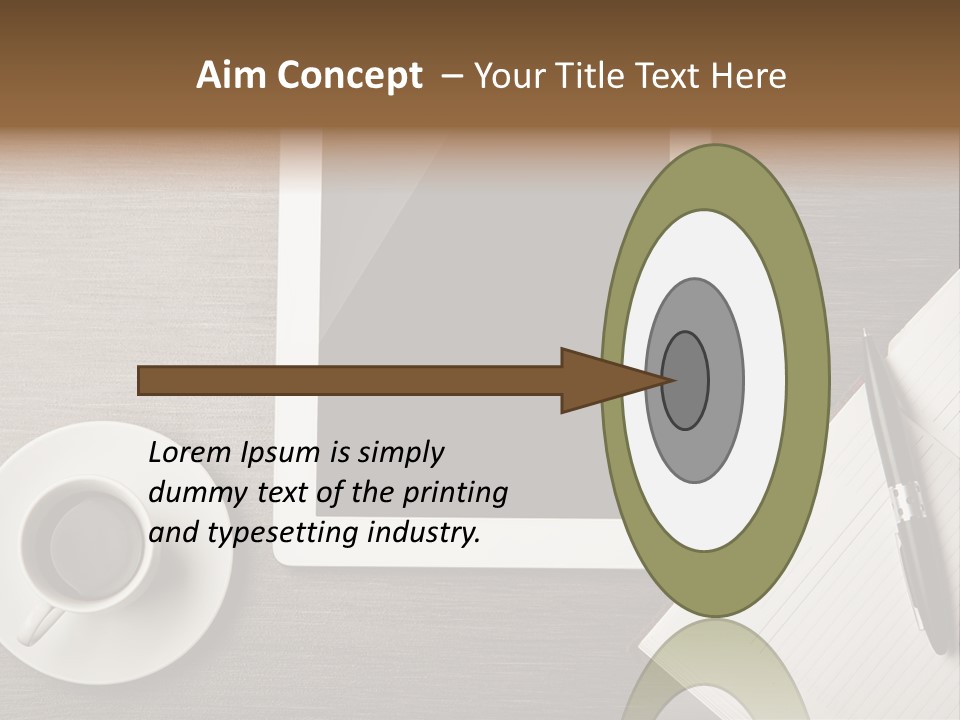 A Tablet Computer Sitting On Top Of A Desk Next To A Cup Of Coffee PowerPoint Template