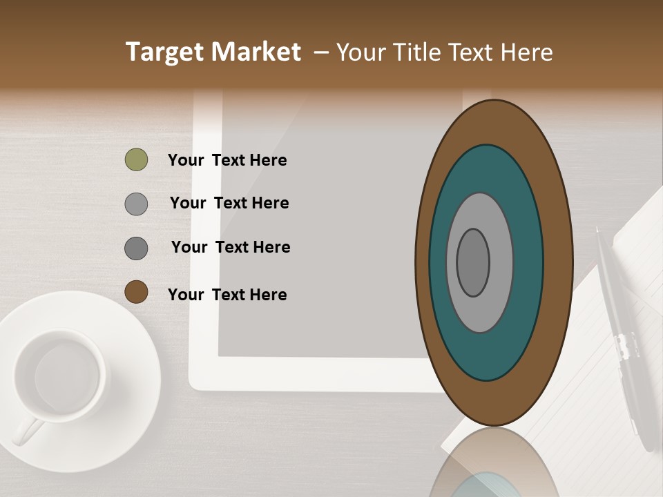 A Tablet Computer Sitting On Top Of A Desk Next To A Cup Of Coffee PowerPoint Template