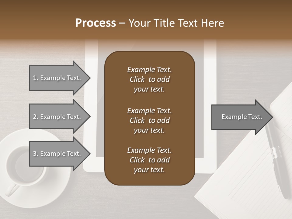 A Tablet Computer Sitting On Top Of A Desk Next To A Cup Of Coffee PowerPoint Template