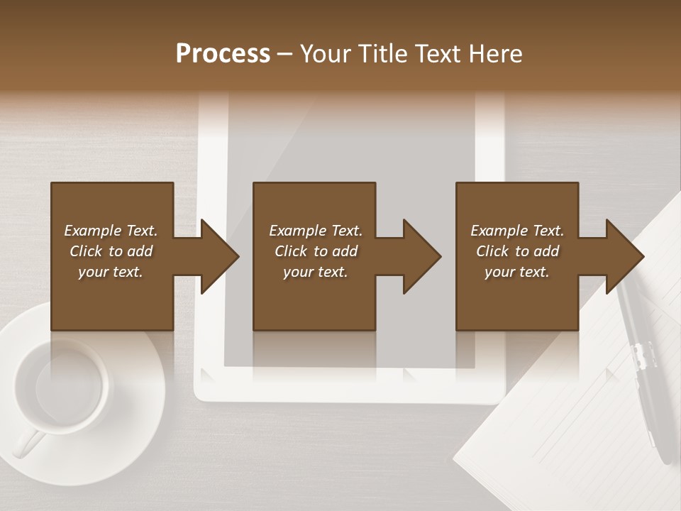 A Tablet Computer Sitting On Top Of A Desk Next To A Cup Of Coffee PowerPoint Template