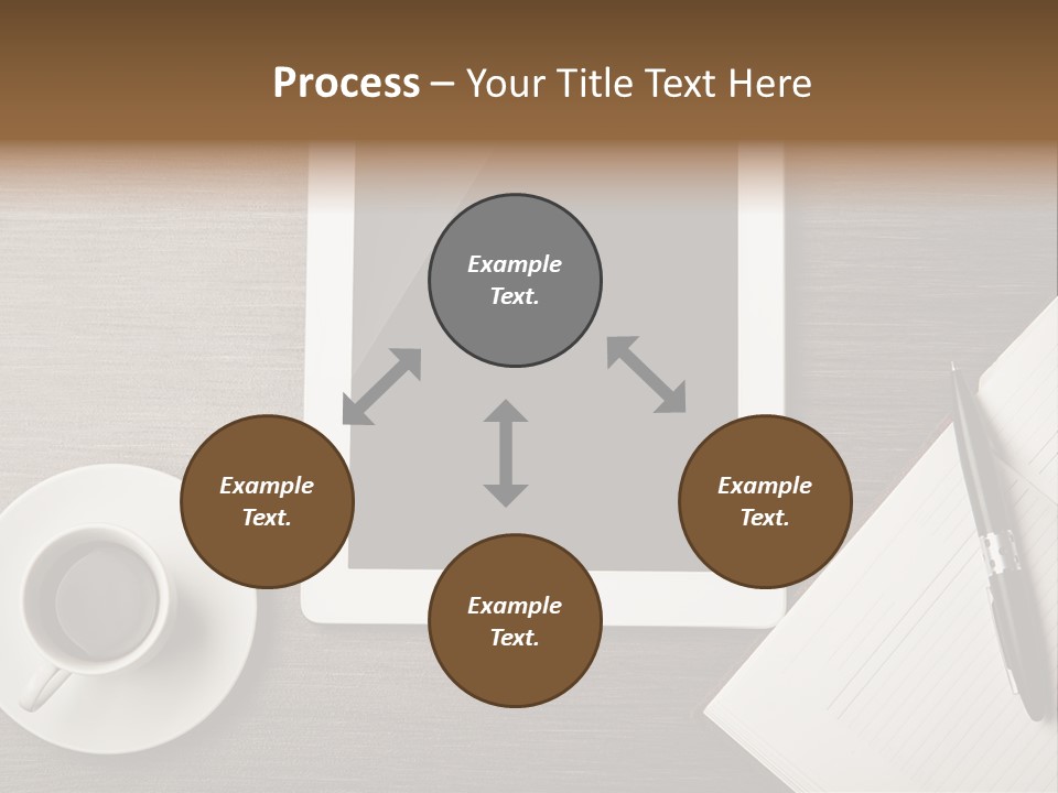 A Tablet Computer Sitting On Top Of A Desk Next To A Cup Of Coffee PowerPoint Template