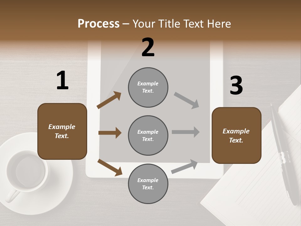 A Tablet Computer Sitting On Top Of A Desk Next To A Cup Of Coffee PowerPoint Template