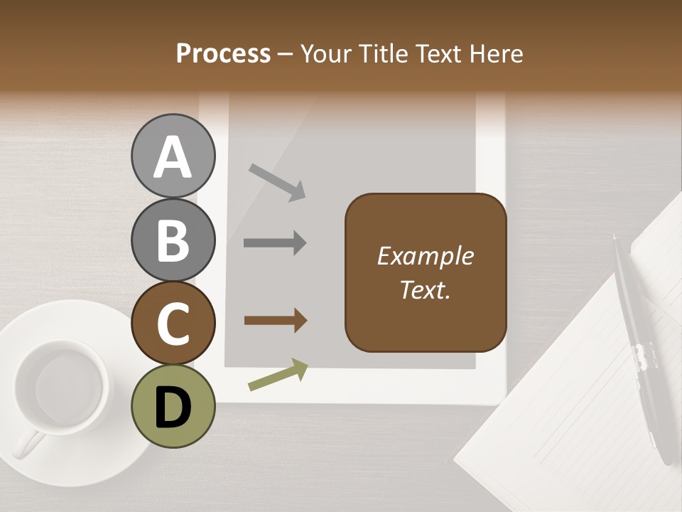 A Tablet Computer Sitting On Top Of A Desk Next To A Cup Of Coffee PowerPoint Template