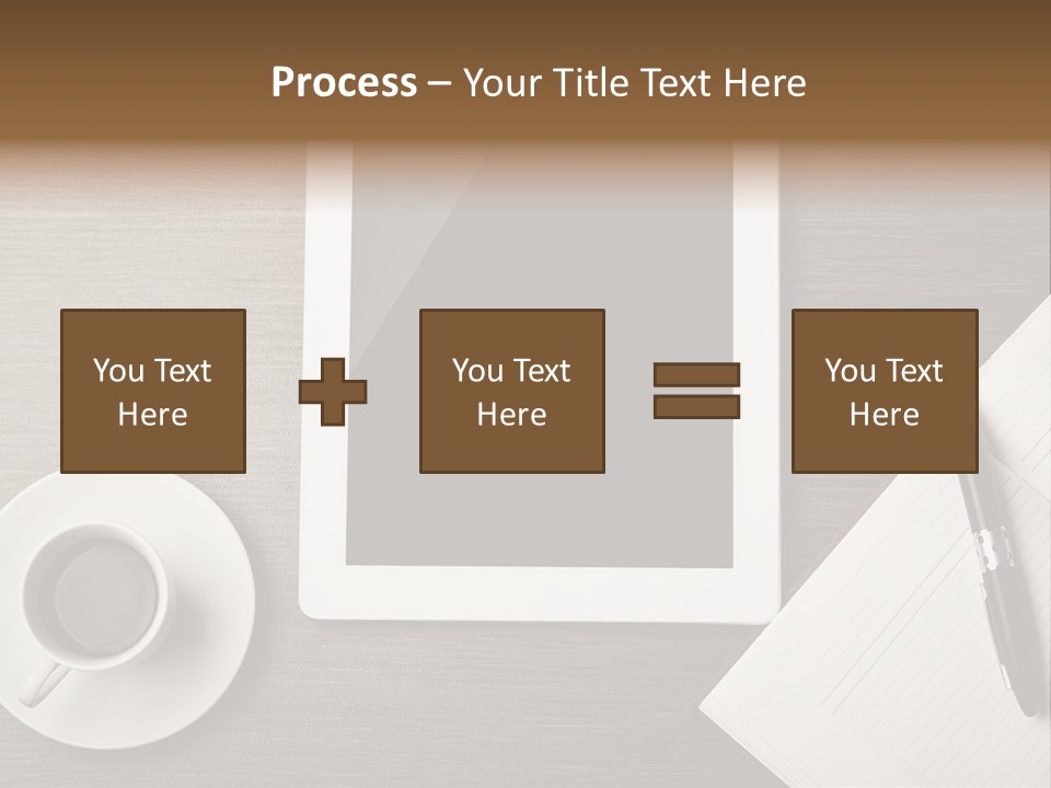 A Tablet Computer Sitting On Top Of A Desk Next To A Cup Of Coffee PowerPoint Template