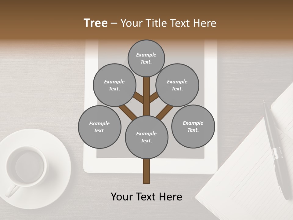A Tablet Computer Sitting On Top Of A Desk Next To A Cup Of Coffee PowerPoint Template