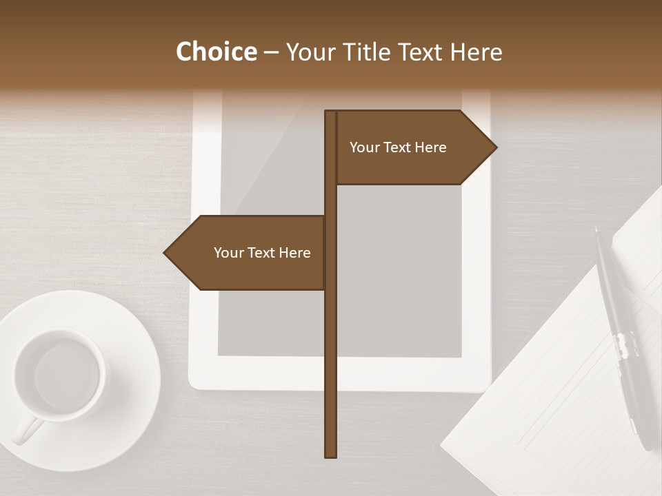 A Tablet Computer Sitting On Top Of A Desk Next To A Cup Of Coffee PowerPoint Template