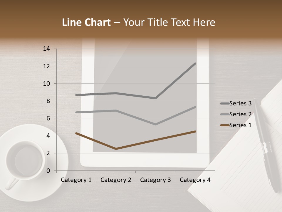 A Tablet Computer Sitting On Top Of A Desk Next To A Cup Of Coffee PowerPoint Template