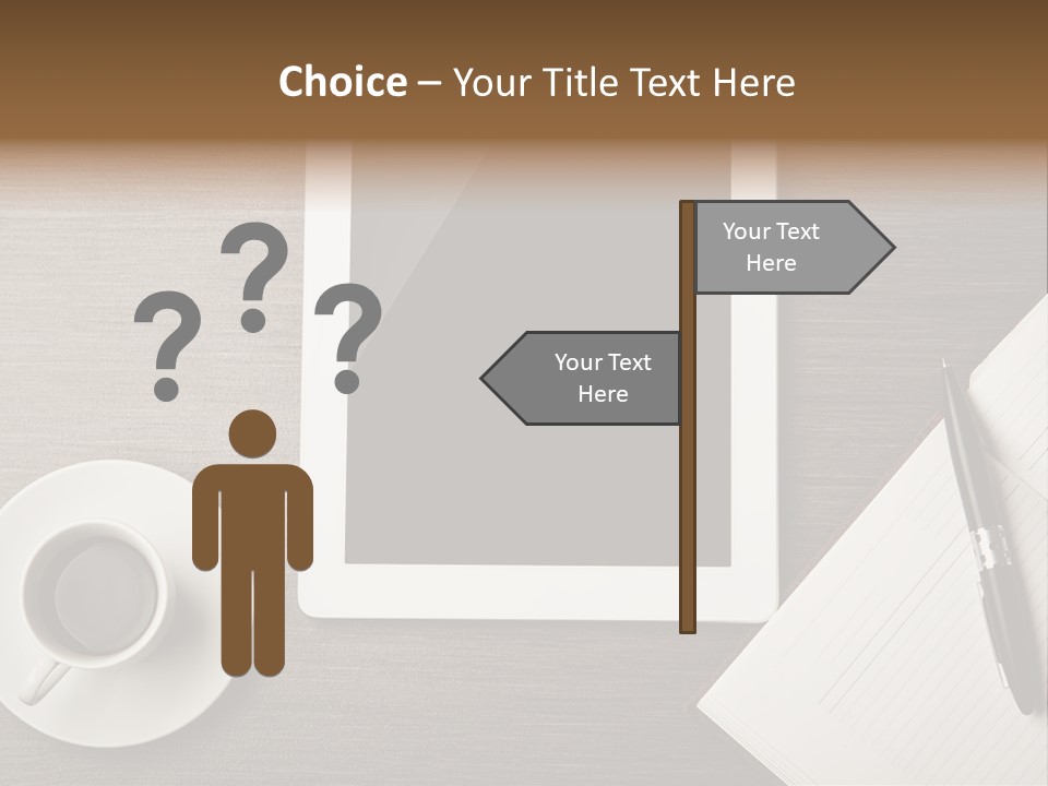 A Tablet Computer Sitting On Top Of A Desk Next To A Cup Of Coffee PowerPoint Template