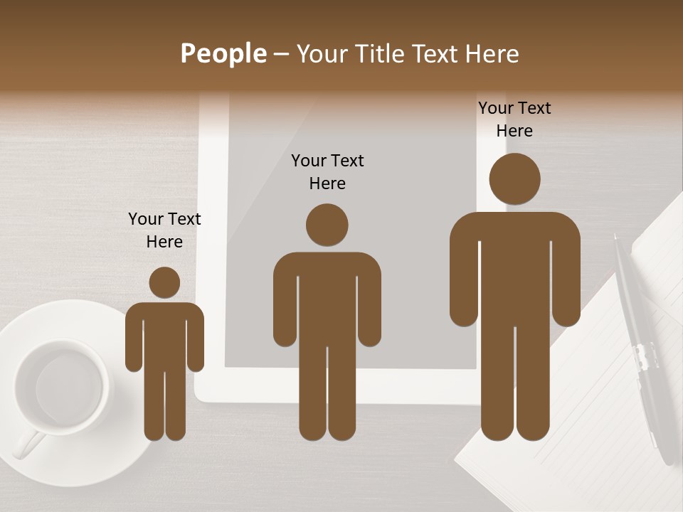 A Tablet Computer Sitting On Top Of A Desk Next To A Cup Of Coffee PowerPoint Template