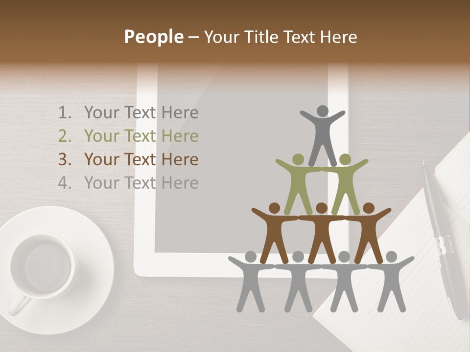 A Tablet Computer Sitting On Top Of A Desk Next To A Cup Of Coffee PowerPoint Template