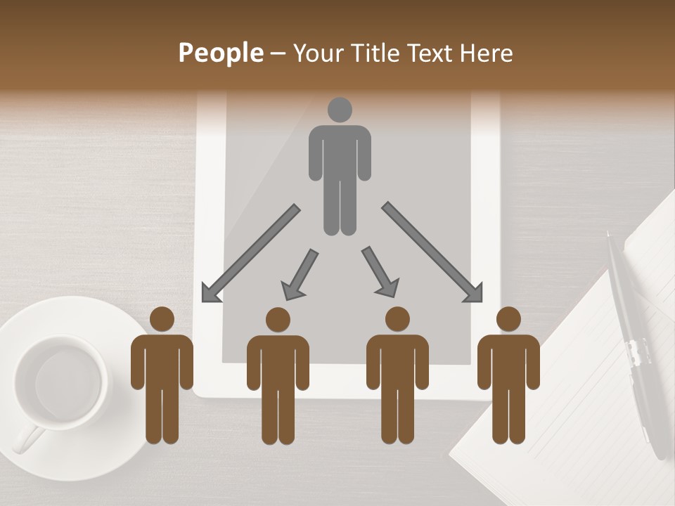 A Tablet Computer Sitting On Top Of A Desk Next To A Cup Of Coffee PowerPoint Template