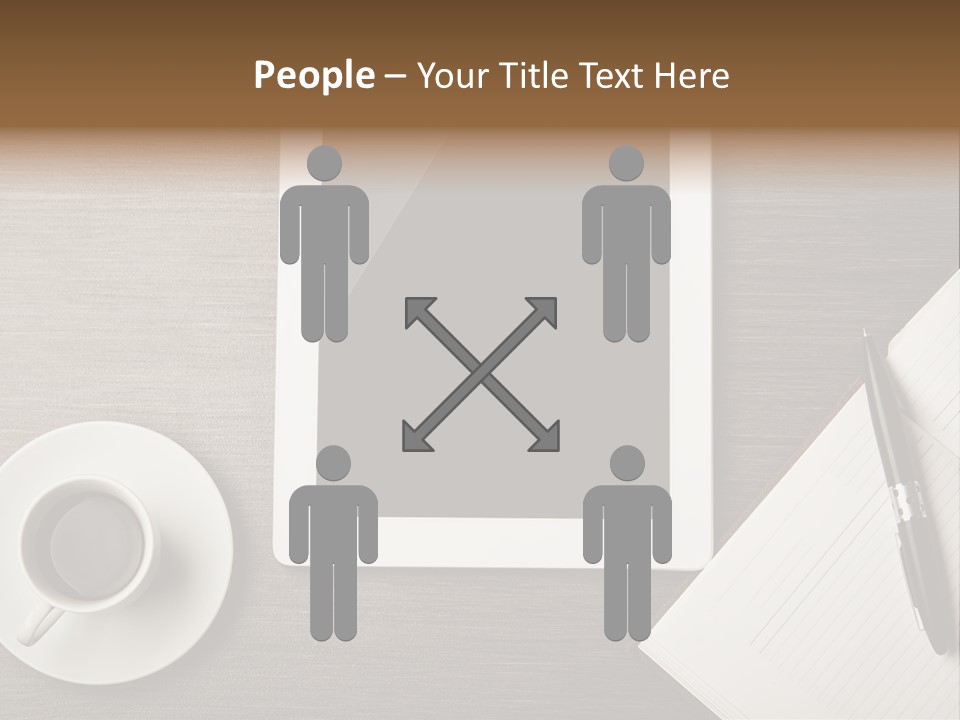 A Tablet Computer Sitting On Top Of A Desk Next To A Cup Of Coffee PowerPoint Template