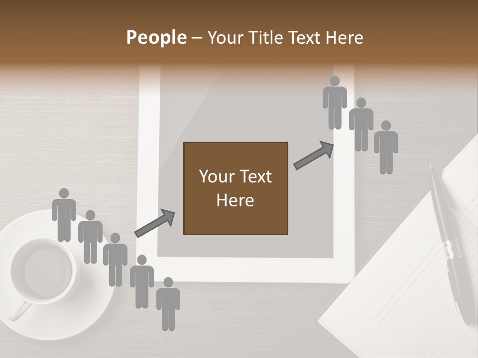 A Tablet Computer Sitting On Top Of A Desk Next To A Cup Of Coffee PowerPoint Template