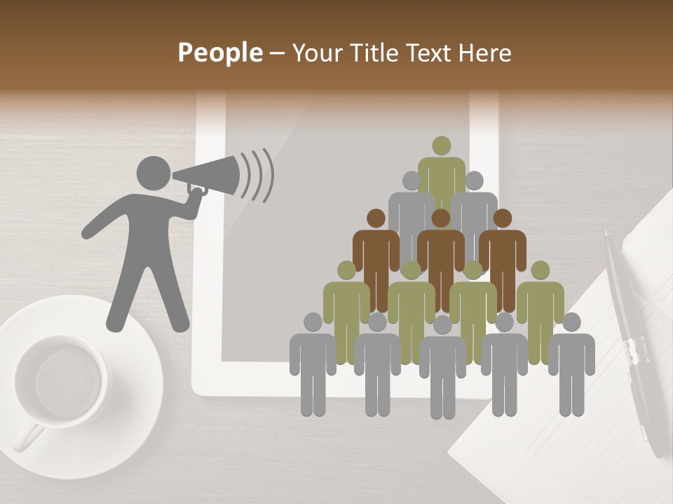 A Tablet Computer Sitting On Top Of A Desk Next To A Cup Of Coffee PowerPoint Template