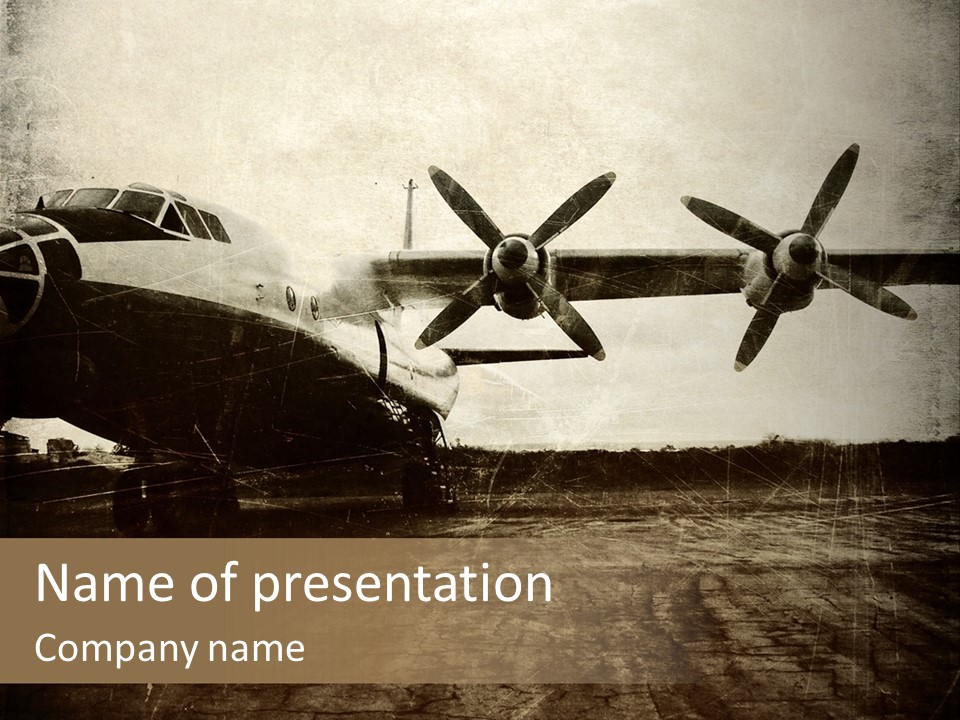 Sepia Fuselage History PowerPoint Template