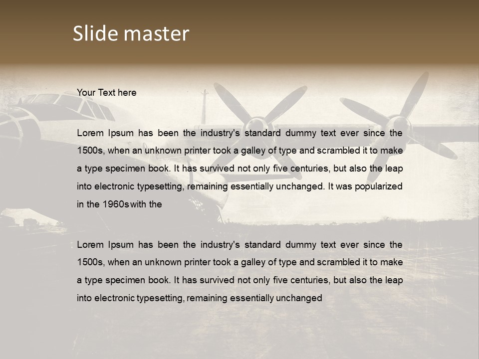 Sepia Fuselage History PowerPoint Template
