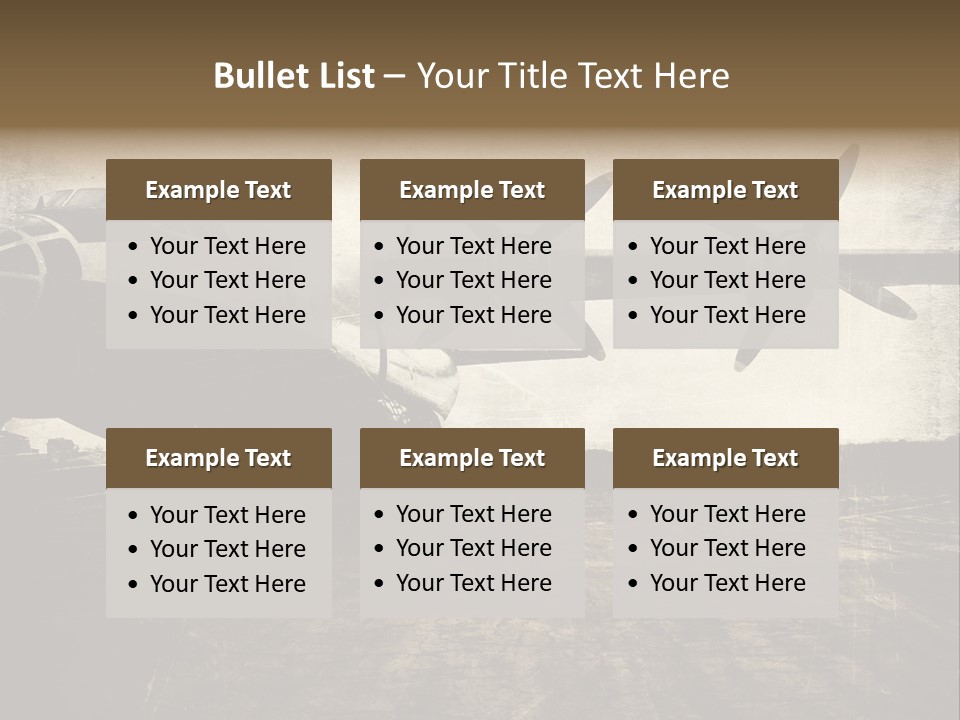 Sepia Fuselage History PowerPoint Template