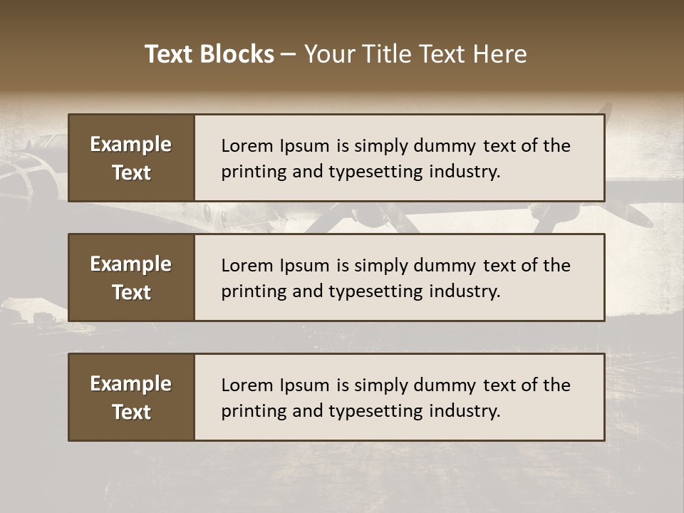 Sepia Fuselage History PowerPoint Template
