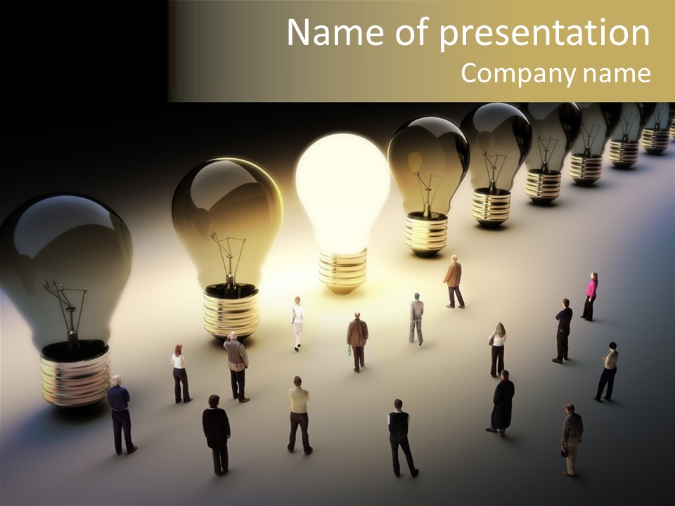 A Group Of People Standing In Front Of A Light Bulb PowerPoint Template