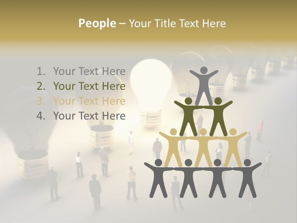A Group Of People Standing In Front Of A Light Bulb PowerPoint Template