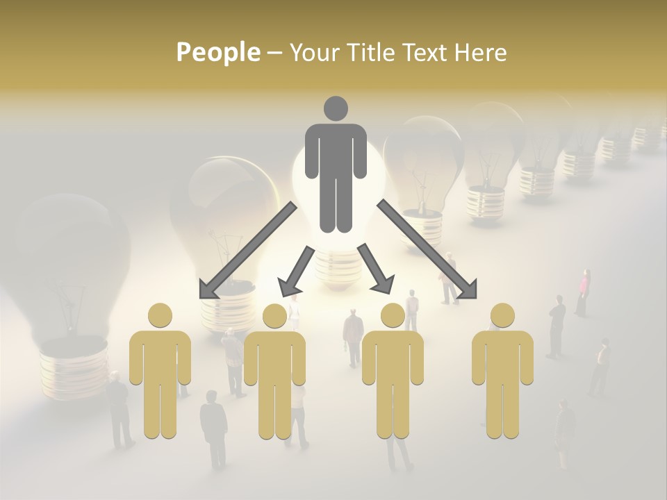 A Group Of People Standing In Front Of A Light Bulb PowerPoint Template