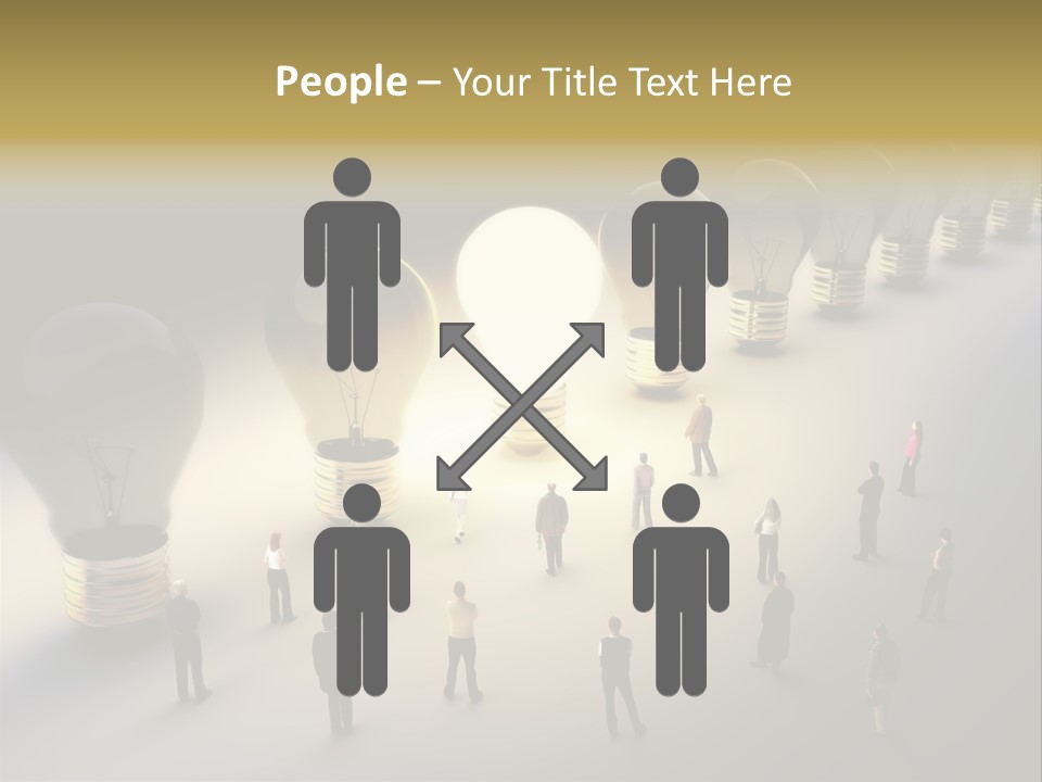 A Group Of People Standing In Front Of A Light Bulb PowerPoint Template