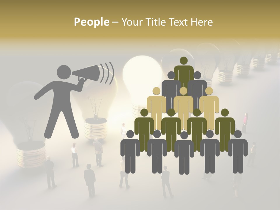 A Group Of People Standing In Front Of A Light Bulb PowerPoint Template