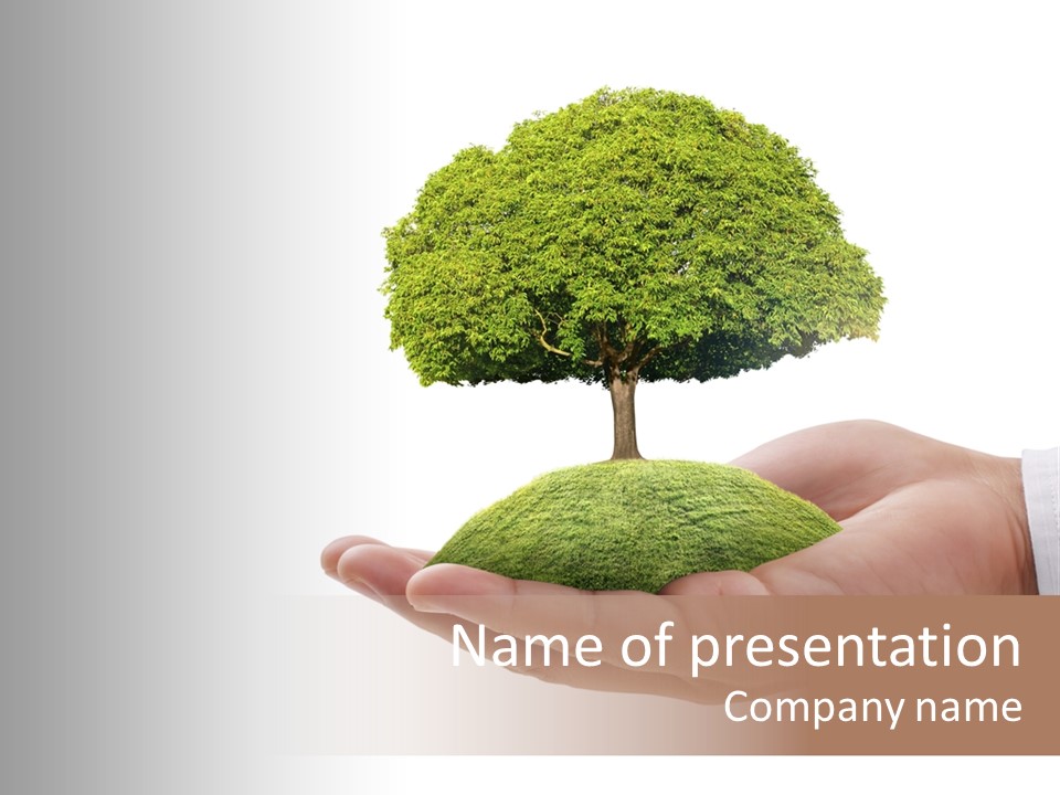 Seedling Hand New PowerPoint Template