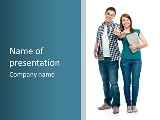 Satisfaction Teenage Thumbs PowerPoint Template